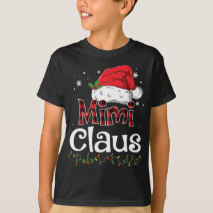 Camiseta Mimi Claus Santa Hat Red Plaid Buffalo Navidades P