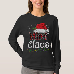 Camiseta Mimi Claus Santa Hat Red Plaid Buffalo Navidades P