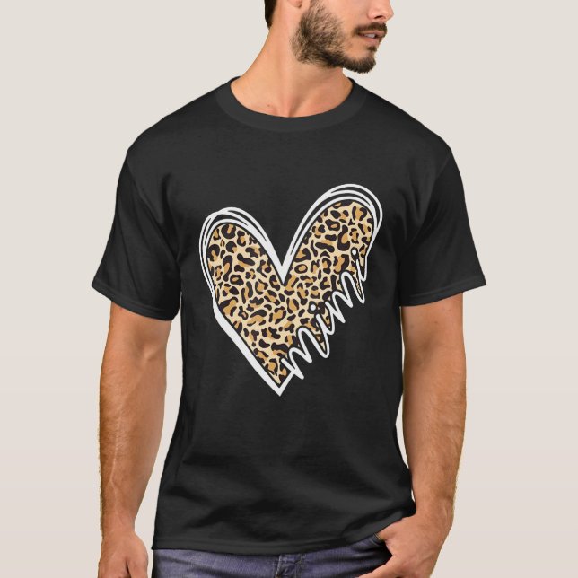 Camiseta Mimi Leopard Heart Grandma Mujeres Por Navidades L (Anverso)