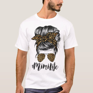 Camiseta Mimi Life Hair Bandana Glasses Leopard Print Mothe