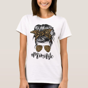 Camiseta Mimi Life Hair Bandana Glasses Leopard Print Mothe