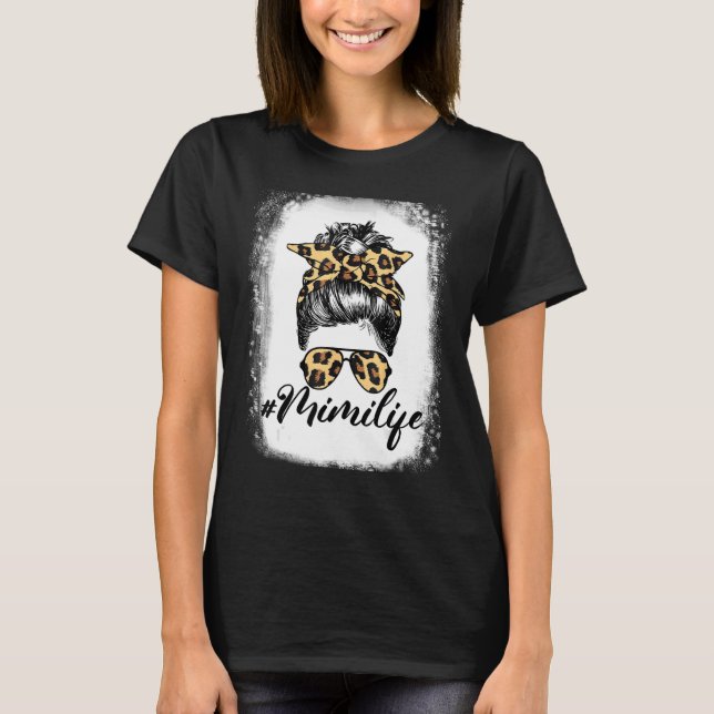 Camiseta Mimi Life Leopard Messy Bun Mimi Life Bleached Tee (Anverso)