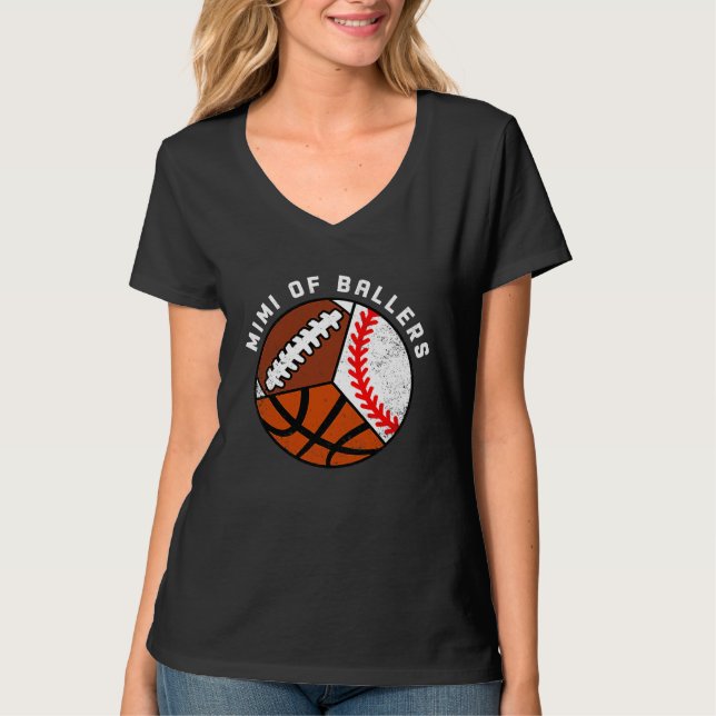 Camiseta Mimi Of Ballers Baseball Basketball Football Mimi (Anverso)