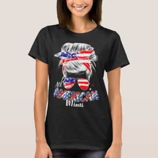 Camiseta Mimi patriótica 4 de julio peinado desordenado