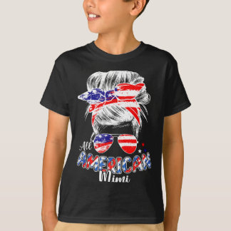 Camiseta Mimi patriótica 4 de julio peinado desordenado en