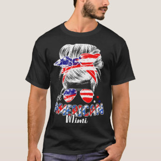 Camiseta Mimi patriótica 4 de julio peinado desordenado en