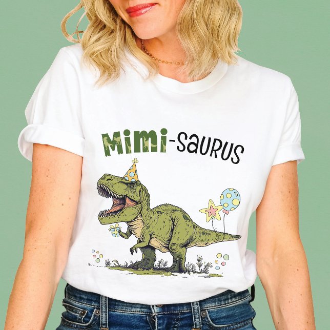 Camiseta Mimi-saurus Dinosaur Tema Divertido Niños Fiesta d (Cute Mimi-saurus dinosaur theme kids birthday party matching family t-shirt, T-Rex, grandma 3-Rex )