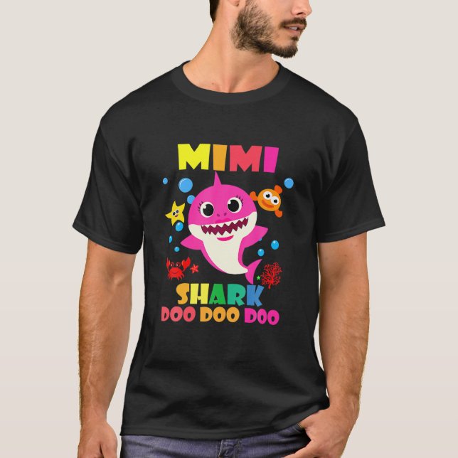 Camiseta Mimi Shark Doo Doo Funny Baby Mamá Papi Niños (Anverso)