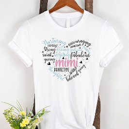 Camiseta Mimi Word Cloud Pink Hearma Grandma