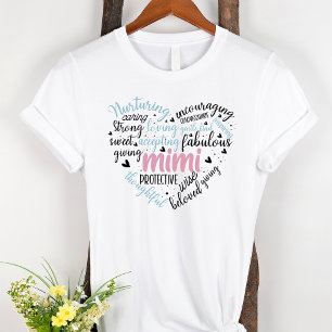 Camiseta Mimi Word Cloud Pink Hearma Grandma
