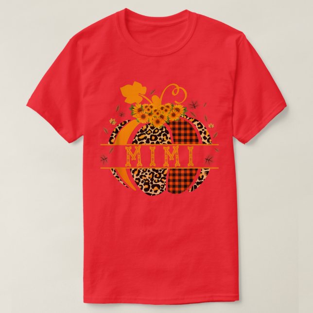 Camiseta Mimis Pumpkin Leopards Sunflower Plaid Grandma Tha (Diseño del anverso)
