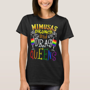 Camiseta Mimosas Brunch Y Drag Queens Bebiendo LG Lesbiana