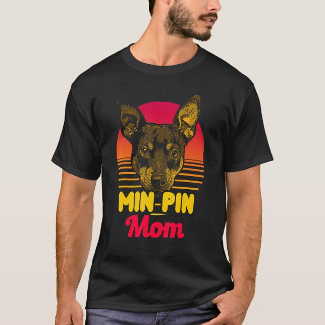 Camiseta Min Pin Mom Vintage Miniatura Pinscher Dog (Anverso)