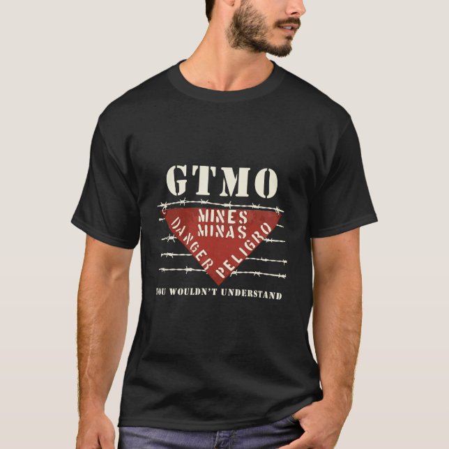 Camiseta Mina De Tierra De Gtmo Rótulo De Alambre Barrido D (Anverso)