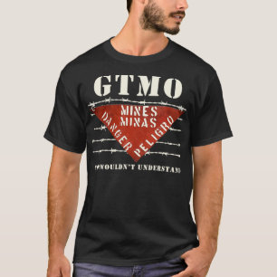 Camiseta Mina terrestre GTMO Rótulo de alambre de púas en G
