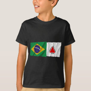 Camiseta Minas Gerais y banderas que agitan del Brasil