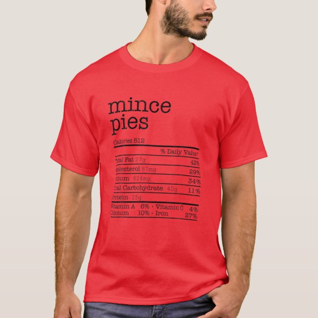 Camiseta Mince Pies Nutrition Hechos Graciosos De Acción De (Anverso)