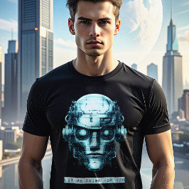 Camiseta Mind Control Cyberpunk Robot Blue Grunge