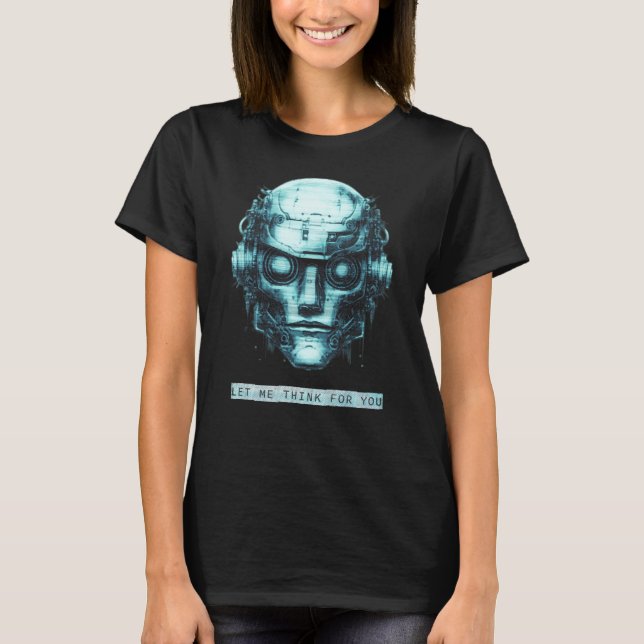 Camiseta Mind Control Cyberpunk Robot Blue Grunge Mujeres (Anverso)