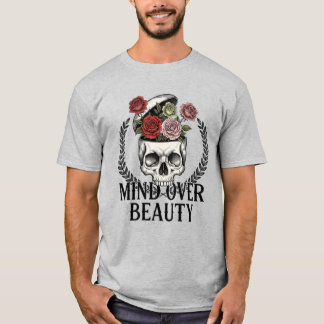Camiseta ​Mind Over Beauty Floral Skull Surreal Art T-Shirt
