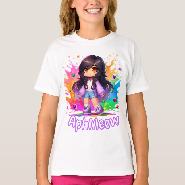 Camiseta Minecraft Aphmau, Cute Youtuber, Fan Art, MeeMeow, (Anverso)