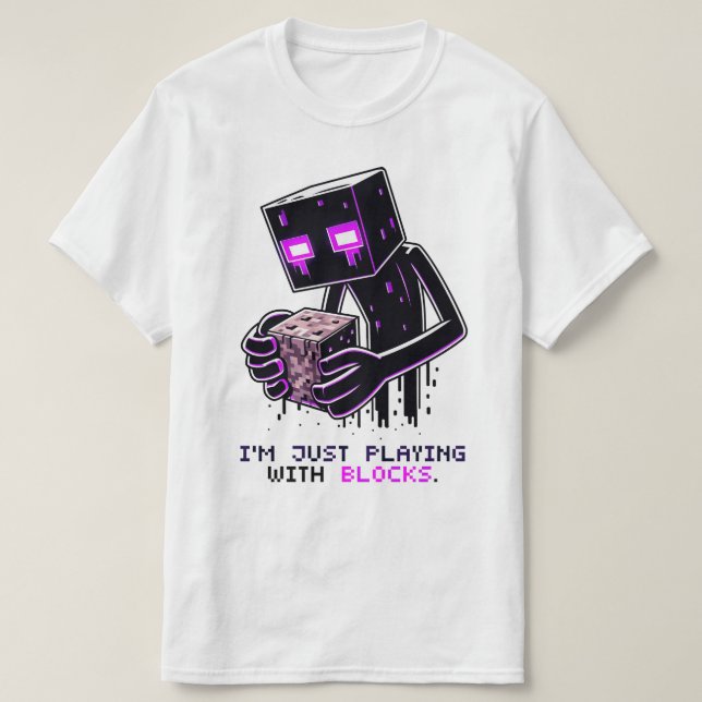 Camiseta Minecraft Enderman, estoy jugando con bloques, (Diseño del anverso)