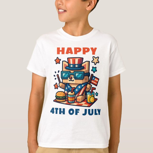 Camiseta Minecraft para niños del 4 de julio (Anverso)