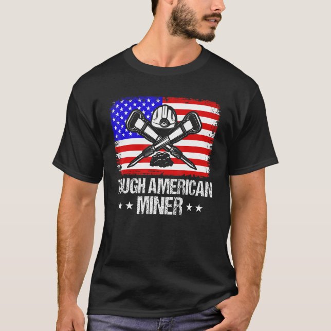 Camiseta Minería subterránea dura estadounidense minera C (Anverso)