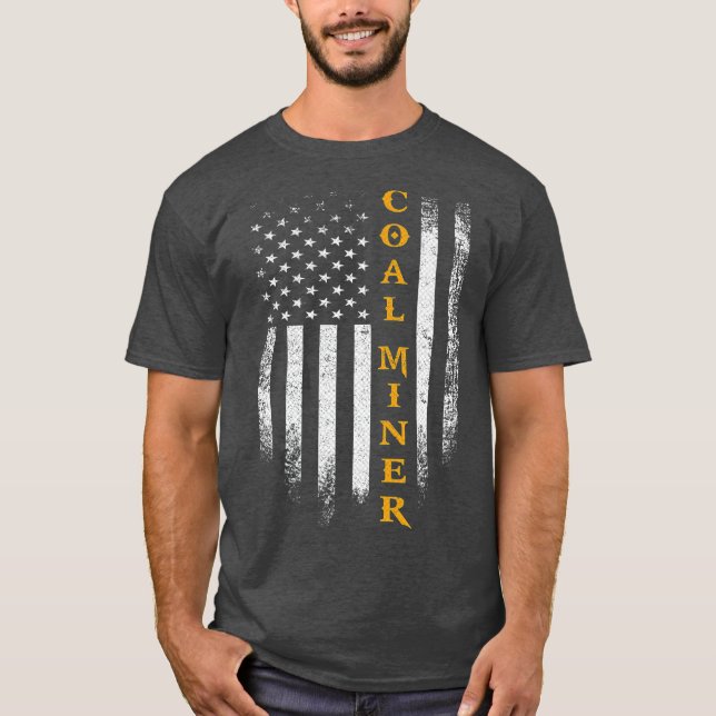 Camiseta Minero de carbón de época con la bandera norteamer (Anverso)