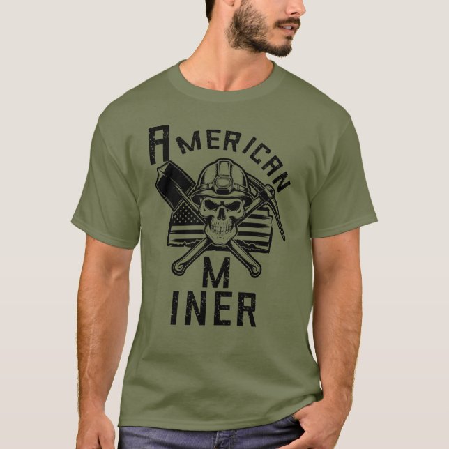 Camiseta Minero estadounidense, cráneo de minero (Anverso)