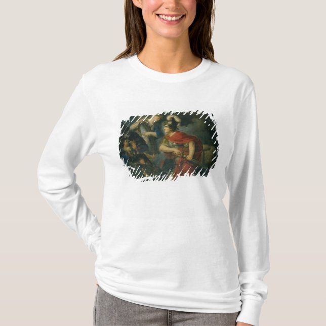 Camiseta Minerva que le muestra envidia en el escudo pulido (Anverso)