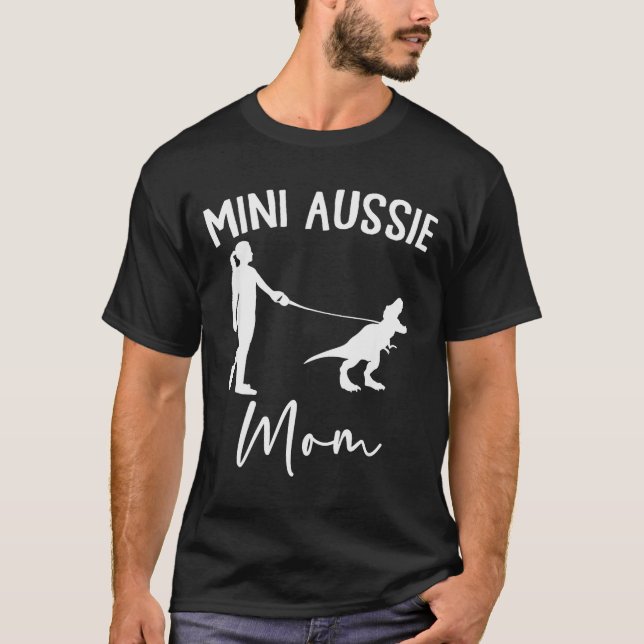 Camiseta Mini Aussie Mamá Perro Pastor Australiano Dinosaur (Anverso)