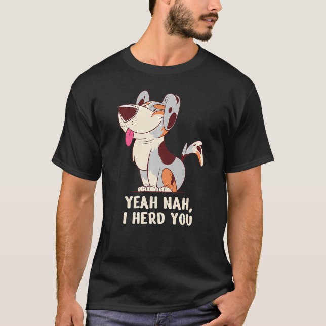 Camiseta Mini Aussie Shepherd Dog Yeah Nah Te Herí (Anverso)