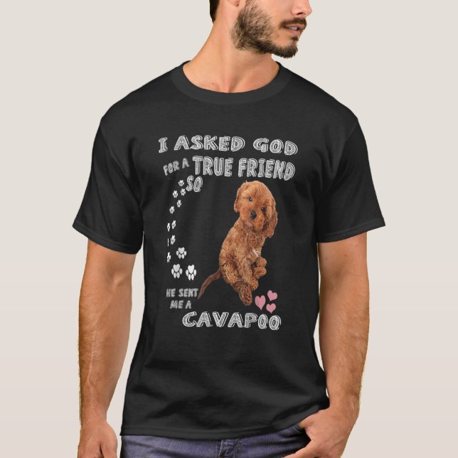 Camiseta Mini Cavapoo diciendo que mamá Cavadoodle papá Imp (Anverso)