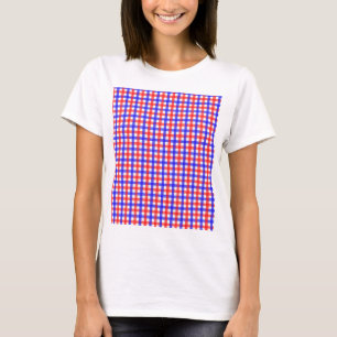 Camiseta Mini Cheque De Gingham Rojo Y Azul