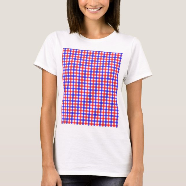 Camiseta Mini Cheque De Gingham Rojo Y Azul (Anverso)