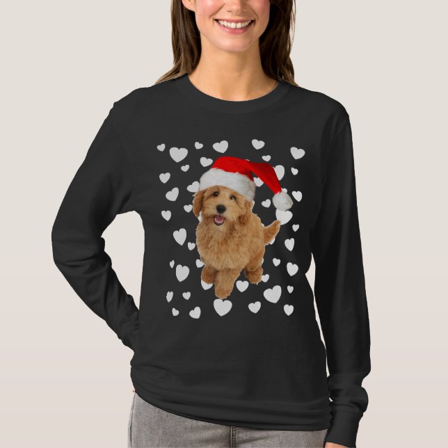 Camiseta Mini Doodle dorado Santa Hat Holidays Do (Anverso)