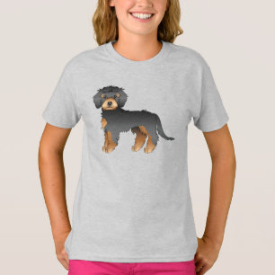 Camiseta Mini Goldendoodle negro y bronceado perro de dibuj