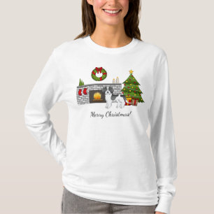 Camiseta Mini Goldendoodle Parti-color Negro de Navidad