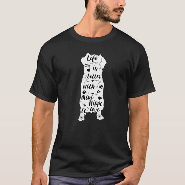 Camiseta Mini Hippo Dog Design para Shar-Pei Cocker Spaniel (Anverso)
