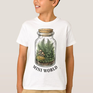 Camiseta Mini Mundo Terrario Gráfico Botánico Vintage