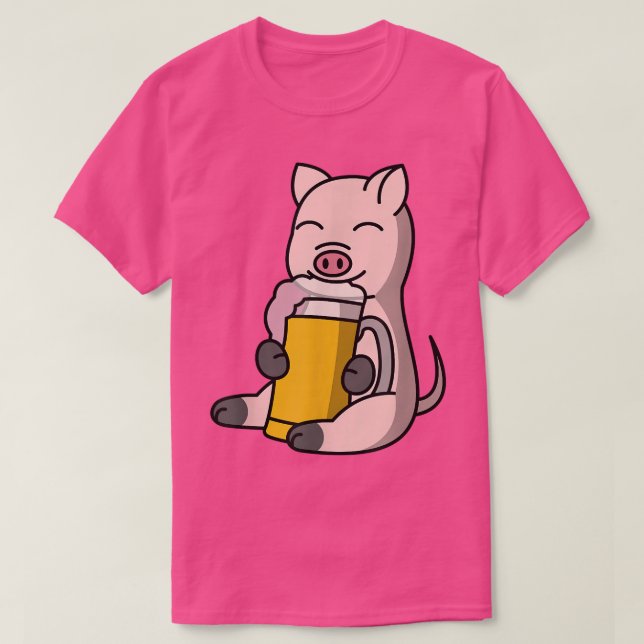 Camiseta Mini Pig Drinking Beer Pet  (Diseño del anverso)
