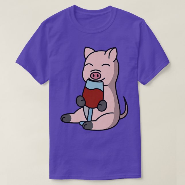 Camiseta Mini Pig Drinking Wine Pet Premium  (Diseño del anverso)