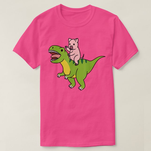 Camiseta Mini Pig Riding T-Rex Dinosaur Pet  (Diseño del anverso)