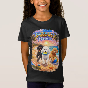 Camiseta Mini Poodles Vacaciones en la Playa Atardecer Trop