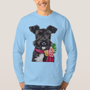 Camiseta Mini Schnauzer en blanco y negro