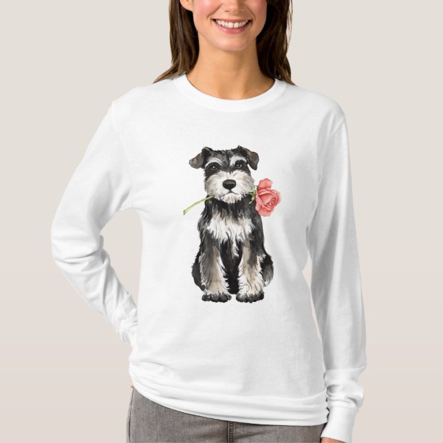Camiseta Mini Schnauzer subió tarjeta del día de San (Anverso)
