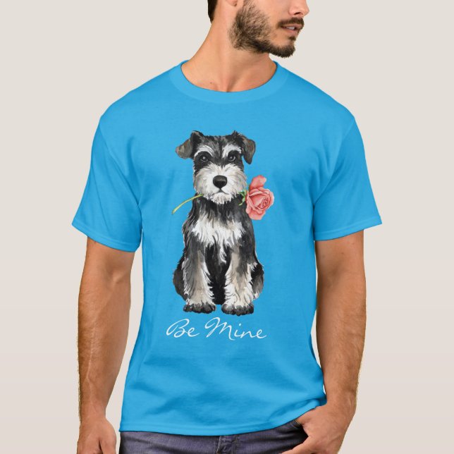 Camiseta Mini Schnauzer subió tarjeta del día de San (Anverso)