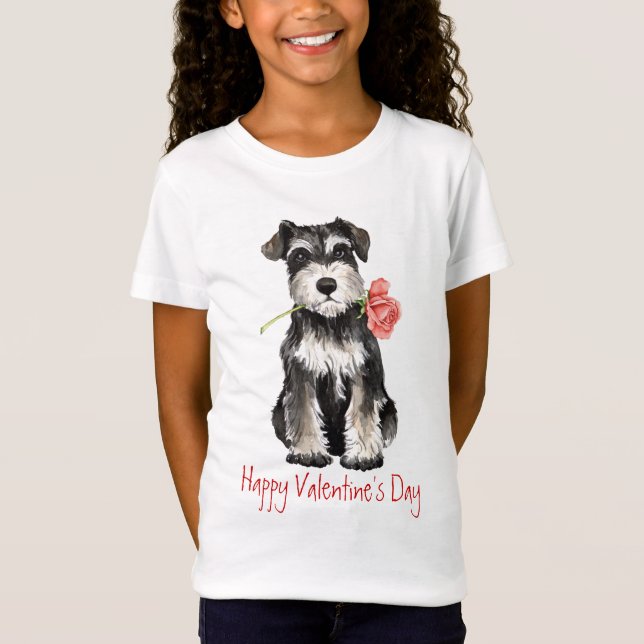 Camiseta Mini Schnauzer subió tarjeta del día de San (Anverso)
