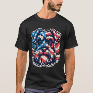 Camiseta Miniatura Patriótica Schnauzer Bandera Americana 4